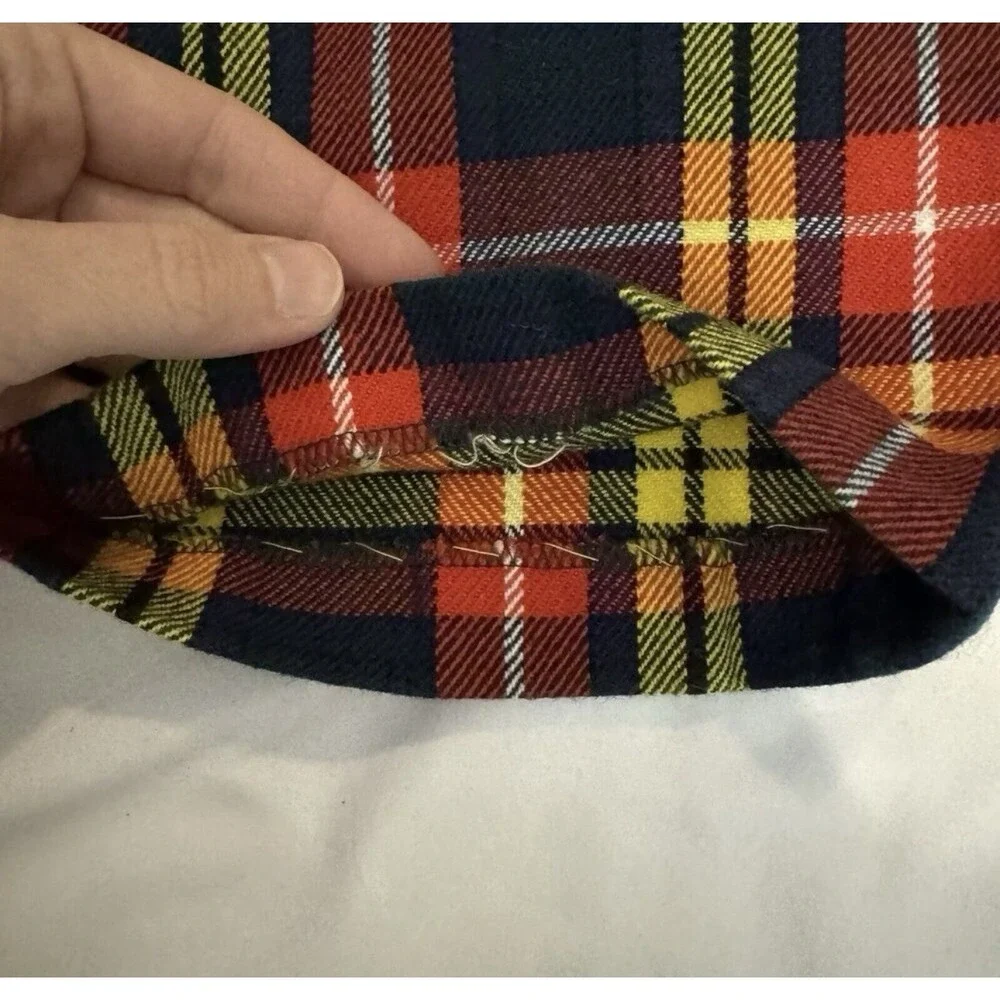 Saks Fifth Avenue Kids Plaid Pants Wool Blend 70s Groovy Fall Red Yellow Holiday